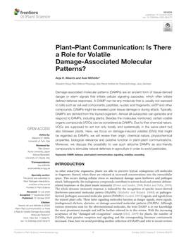 Is There a Role for Volatile Damage-Associated Molecular Patterns?