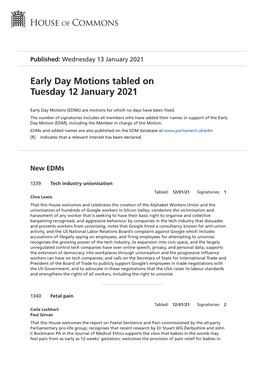 View Early Day Motions PDF File 0.12 MB