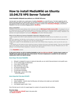 How to Install Mediawiki on Ubuntu 10.04LTS VPS Server Tutorial