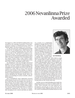 2006 Nevanlinna Prize Awarded