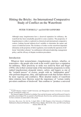 An International Comparative Study of Conflict on the Waterfront