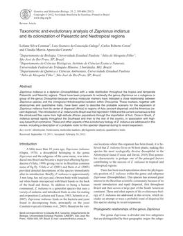 Taxonomic and Evolutionary Analysis of Zaprionus Indianus and Its Colonization of Palearctic and Neotropical Regions