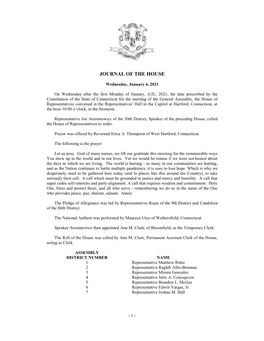 Journal of the House 01/06/2021