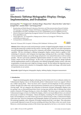 Electronic Tabletop Holographic Display: Design, Implementation, and Evaluation