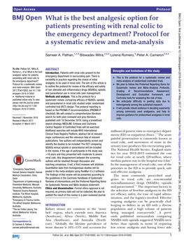 What Is the Best Analgesic Option for Patients Presenting with Renal Colic to the Emergency Department? Protocol for a Systematic Review and Meta-Analysis