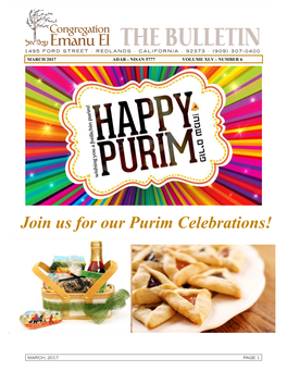 Join Us for Our Purim Celebrations!