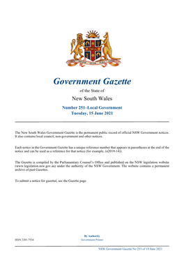 Government Gazette No 251 of 15 June 2021 LOCAL GOVERNMENT ACT 1993