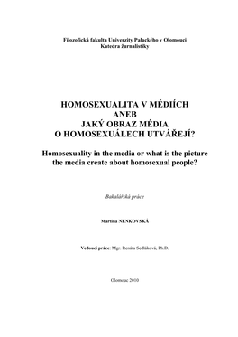 Homosexualita V Médiích Aneb Jaký Obraz Média O Homosexuálech Utvá Řejí?