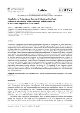 The Phallus in Tettigoniidae (Insecta: Orthoptera: Ensifera): Revision of Morphology and Terminology, and Discussion on Its Taxonomic Importance and Evolution