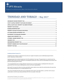 TRINIDAD and TOBAGO – May 2017