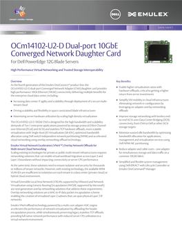 Ocm14102-U2-D Dual-Port 10Gbe Converged Network Daughter Card for Dell Poweredge 12G Blade Servers