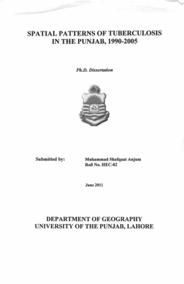 Spatial Patterns of Tuberculosis in the Punjab, 1990-2005