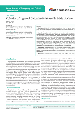 Volvulus of Sigmoid Colon in 68-Year-Old Male: a Case Report