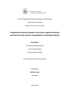 Progesterone-Induced Changes to the Murine Vaginal Microbiota and Host Immunity Enhance Susceptibility to Chlamydial Infection