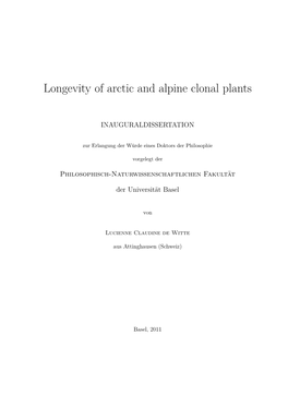 Longevity of Arctic and Alpine Clonal Plants