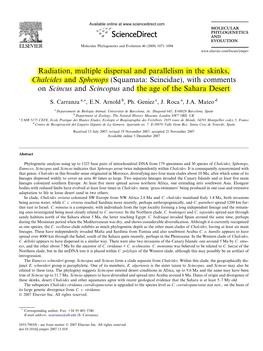 Radiation, Multiple Dispersal and Parallelism in the Skinks, Chalcides