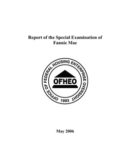 Report of the Special Examination of Fannie Mae – May 2006