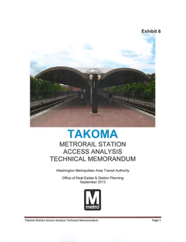 Takoma Metrorail Station Access Analysis Technical Memorandum