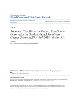 Annotated Checklist of the Vascular Plant Species Observed at The