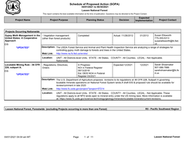 Schedule of Proposed Action (SOPA) 04/01/2021 to 06/30/2021 Lassen National Forest This Report Contains the Best Available Information at the Time of Publication