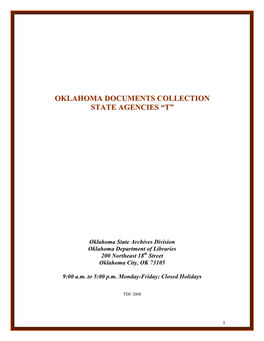 Oklahoma Documents Collection State Agencies “T”