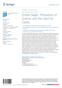 Ernest Nagel: Philosophy Of