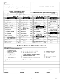 VUH Clinical Lab Downtime Form