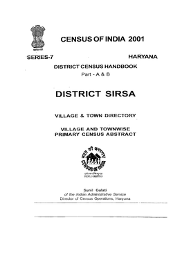 Village and Townwise Primary Census Abstract, Sirsa, Part XII A