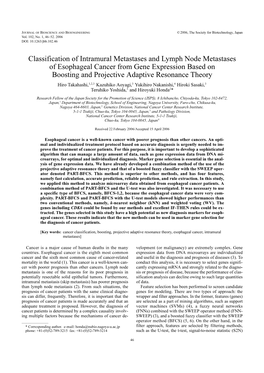 Classification of Intramural Metastases and Lymph Node Metastases Of