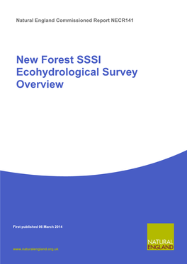 New Forest SSSI Ecohydrological Survey Overview