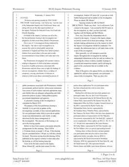 Westminster IICSA Inquiry Preliminary Hearing 31 January 2018