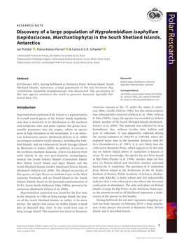 (Lepidoziaceae, Marchantiophyta) in the South Shetland Islands, Antarctica