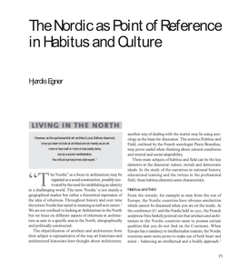 The Nordic As Point of Reference in Habitus and Culture