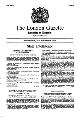 The London Gazette $Ubli{$Ijeti Bp Registered As a Newspaper