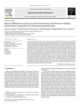 Behavioural Brain Research Species Differences in Group Size And