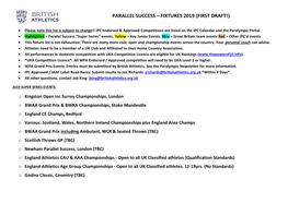 Parallel Success – Fixtures 2019 (First Draft!)