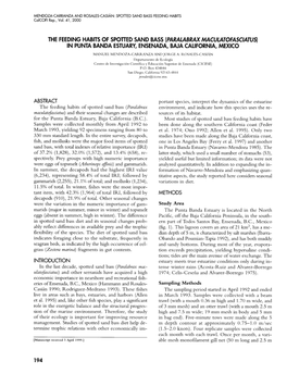 THE FEEDING HABITS of Spolled SAND BASS (PARALABRAX MACULATOFASCIATUS) in PUNTA BANDA ESTUARY, ENSENADA, BAJA CALIFORNIA, MEXICO MANUEL MENDOZA-CARRANZA and JOKGE A