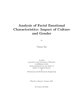 Analysis of Facial Emotional Characteristics: Impact of Culture and Gender