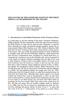 THE NATURE of the COMETARY KNOTS in the HELIX NEBULA AS DETERMINED by HST IMAGES 1. Introduction to and Global Properties Of