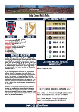 Indy Eleven Match Notes Indvtul CENTRAL DIVISION STANDINGS