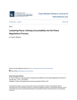 Lawyering Peace: Infusing Accountability Into the Peace Negotiations Process