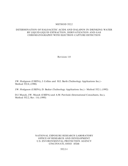 EPA Method 552.2 Determination of Haloacetic Acids And