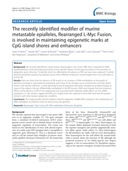 The Recently Identified Modifier of Murine Metastable Epialleles, Rearranged L-Myc Fusion, Is Involved in Maintaining Epigenetic