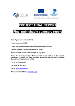 PROJECT FINAL REPORT Final Publishable Summary Report