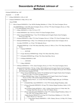 Descendants of Richard Johnson of Berkshire