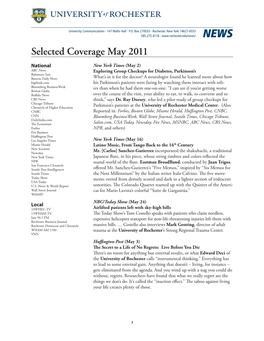 Selected Coverage May 2011