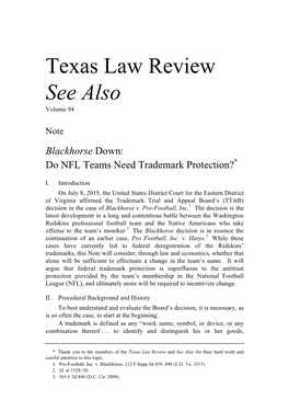 Texas Law Review See Also [Vol