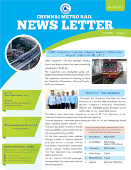 CMRL News Letter – March 2016