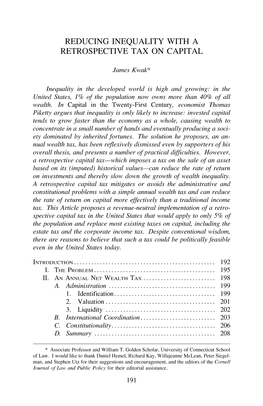 Reducing Inequality with a Retrospective Tax on Capital