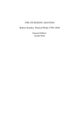 Robert Southey: Poetical Works 1793–1810; the Curse of Kehama